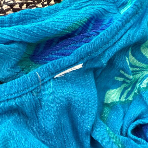 A line WOMENS summer sleeveless DRESS Turquoise BLUE FLORAL DESIGN  free size - Picture 5 of 5